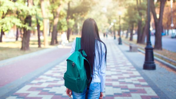 student on campus