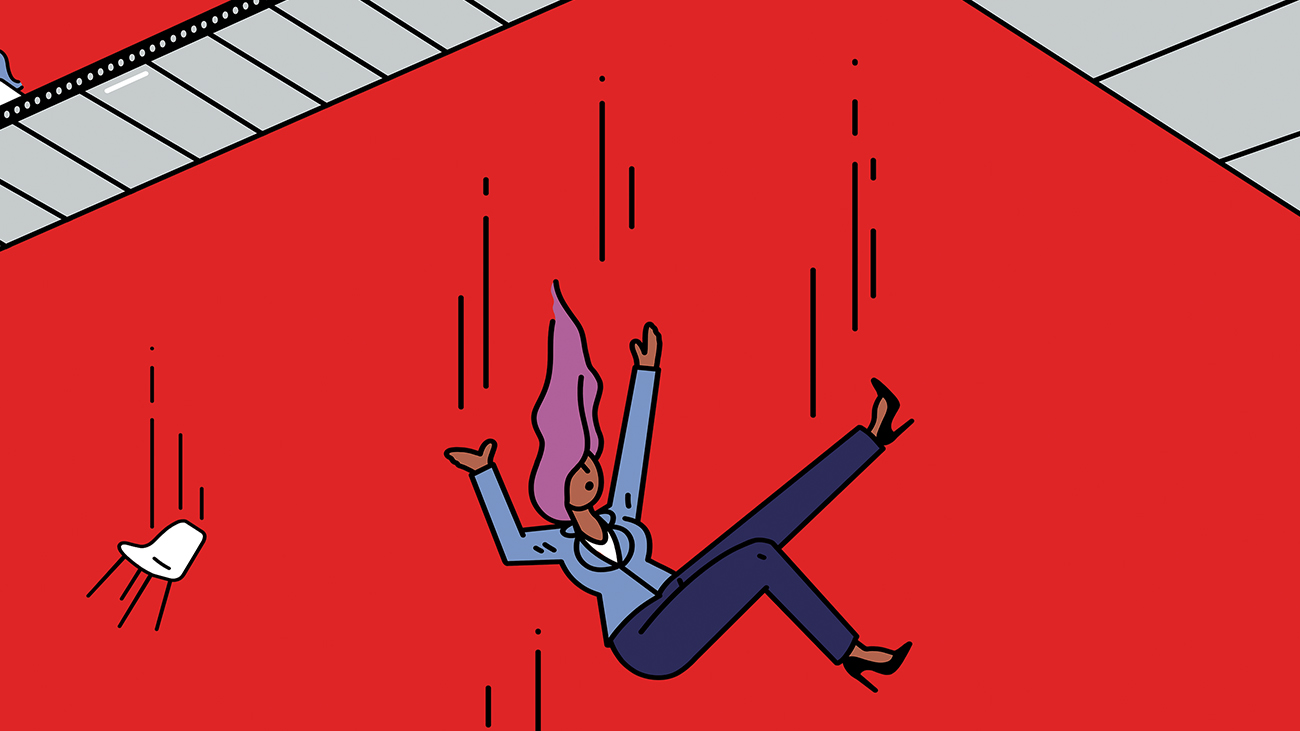 woman falling illustration